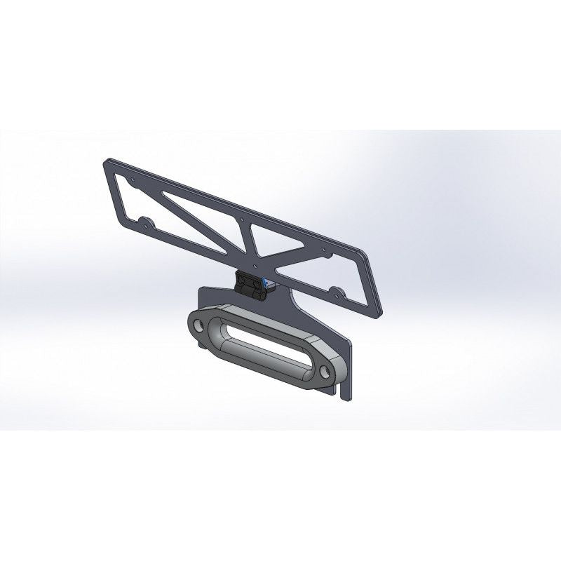 Folding license plate holder for winch